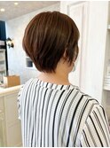 福山市美容室Caary人気 スッキリショートヘア赤みブラウン