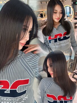 ロンドメリア 天神大名店(Lond Melia) デザインカラー/レイヤーカット/ウェットヘア/オリーブベージュ