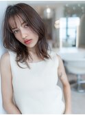 大人かわいい前髪セシルカットココアブラウンフリンジウェーブ