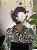 生花可愛いリボンヘア