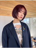 20代30代フェイスレイヤーボブシースルーバング暖色カラー