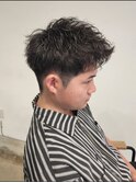 刈り上げショートアップバングツイストスパイラルパーマ