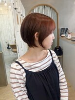 ロンドアジュール 横浜(Lond azur)&nbsp;オレンジカラー/ブリーチなしダブルカラー/ショートボブ/横浜