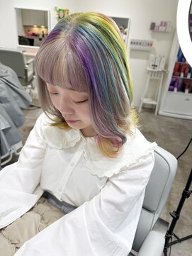 ハイネ(hyne) レインボーを被ったアンブレラとインナーカラー