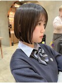 ブリーチなし/髪質改善/大人ガーリー/ダークアッシュ/ボブ