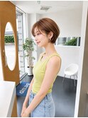 小顔見えショートボブ×透明感ブラウンカラー