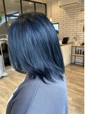 透明感カラーブルーブラック×セミディ 大人可愛い20代30代40代