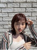 20代30代大人可愛い★くびれミディアムレッドブラウン透明感