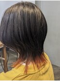 オレンジ裾カラーひし形ウルフ