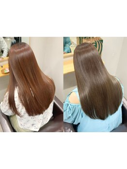 髪質改善◎ダメージレスで同時にカラーもOK！まっすぐすぎないストレートに☆