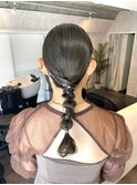 結婚式お呼ばれアレンジ/あみおろし/ヘアセット/moro