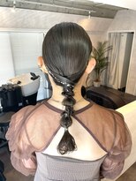 結婚式お呼ばれアレンジ/あみおろし/ヘアセット/moro