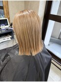 バレイヤージュ、ハイライト、レイヤーロング、グレーベージュ