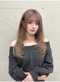 松尾菫菜/レイヤーカット/ミルクティーベージュ/韓国ヘア
