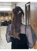 お呼ばれヘア/結婚式ヘアセット/ロングヘアセット/カチモリヘア
