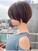 ピンクページュインナーグレージュマチルダボブ前髪