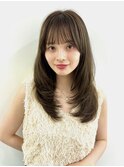 横浜ミディアムウルフレイヤーロングハッシュカットくびれヘア
