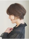 丸みショート・ボブ/丸顔/前髪あり/絶壁解消/30代/40代/50代