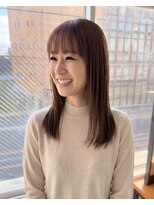 零秒女髪 千里丘店 まとまり艶髪の上品ミディアムストレートカラー髪質改善艶感