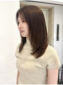 ミディアムレイヤー/オリーブベージュ/暗めカラー/髪質改善