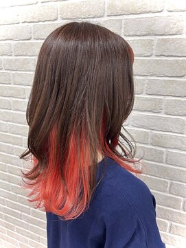 アボックス(abox) インナーカラー×レッドオレンジ