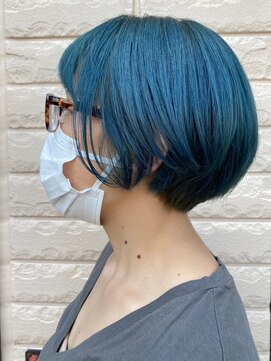 コーディアルヘア 白川本店(Cordial hair) マッシュショート×ブルーグリーン