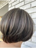 ブリーチハイライト×グレージュカラー 白髪ぼかし