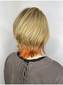 《前地 麻衣》ブロンド×オレンジ　くびれスタイル