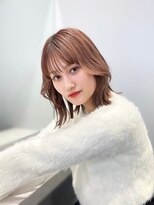 ノク 渋谷(nok)&nbsp;顔周りレイヤー_美髪ピンクブラウン切りっぱなしボブ