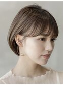 大人かわいい前髪セシルカットココアブラウンフリンジウェーブ