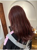 【チェリーレッド×ゆる巻きミディ】