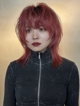 ギークス(GEEKS) 【GEEKS渋谷】ワインレッド/ハイトーン/ウルフ/レイヤーロング