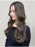 オリーブグレージュカラー*ブリーチなし透明感カラー*2wayバング