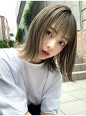 韓国風/インナーカラー/縮毛矯正髪質改善/オリーブカラー