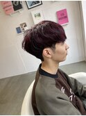 春色ダークレッド◎爽やかマッシュ