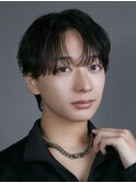 黒上メンズヘア韓流コンマバングセンターパート