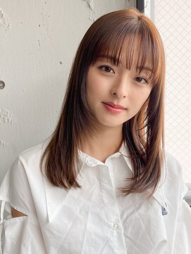 エトラ 渋谷店(etora) 小顔 前髪 レイヤーカット くびれヘア  アプリコットオレンジ"