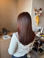 シー 岡崎(,SHE)&nbsp;ハイライトカラー艶カラーカーキベージュロングヘア髪質改善