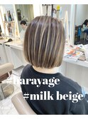 ボブ×ミルクベージュバレイヤージュ☆内側デザイン☆