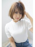 ひし形ショート前髪大人かわいいココアブラウン