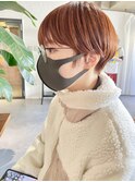 大人可愛いオレンジベージュマッシュショート