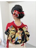 【#わだむすび】振袖着付け　成人式黒髪シニヨンアレンジ３