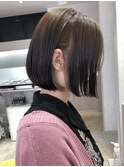 大人ボブ　黒染め履歴と馴染むアッシュカラー