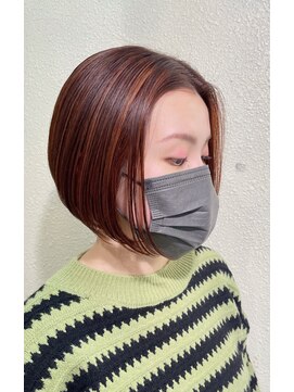 ボアソルテ(Boa Sorte) オレンジハイライト×前下がりボブ