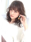 ロブディロブヘアワンカールワンカールボブこなれミディ前髪