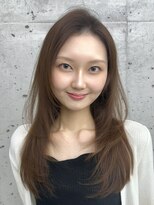 ビューブルー 亀戸錦糸町(VIEW BLUE)&nbsp;美髪カールピンクブラウン韓国レイヤーロングセミディ顔周り前髪