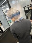 メンズ韓国風パートウルフエンドカラーホワイトミルクティー