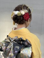 ヘアー アイス ルーチェ(HAIR ICI LUCE)&nbsp;20代成人式卒業式ココアブラウン編み込みアレンジシニヨン/今枝