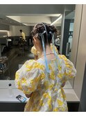 ツインアレンジ / リボンヘア / 結婚式ヘア / ボブアレンジ