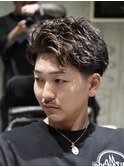 MEN'S/アップバングショート×ワンカールパーマ/フェード